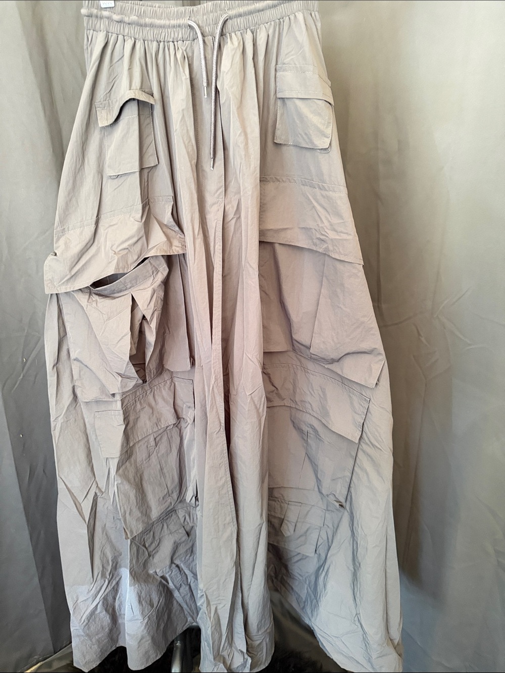 Utility Maxi Skirt with Cargo Pockets in Light Beige
